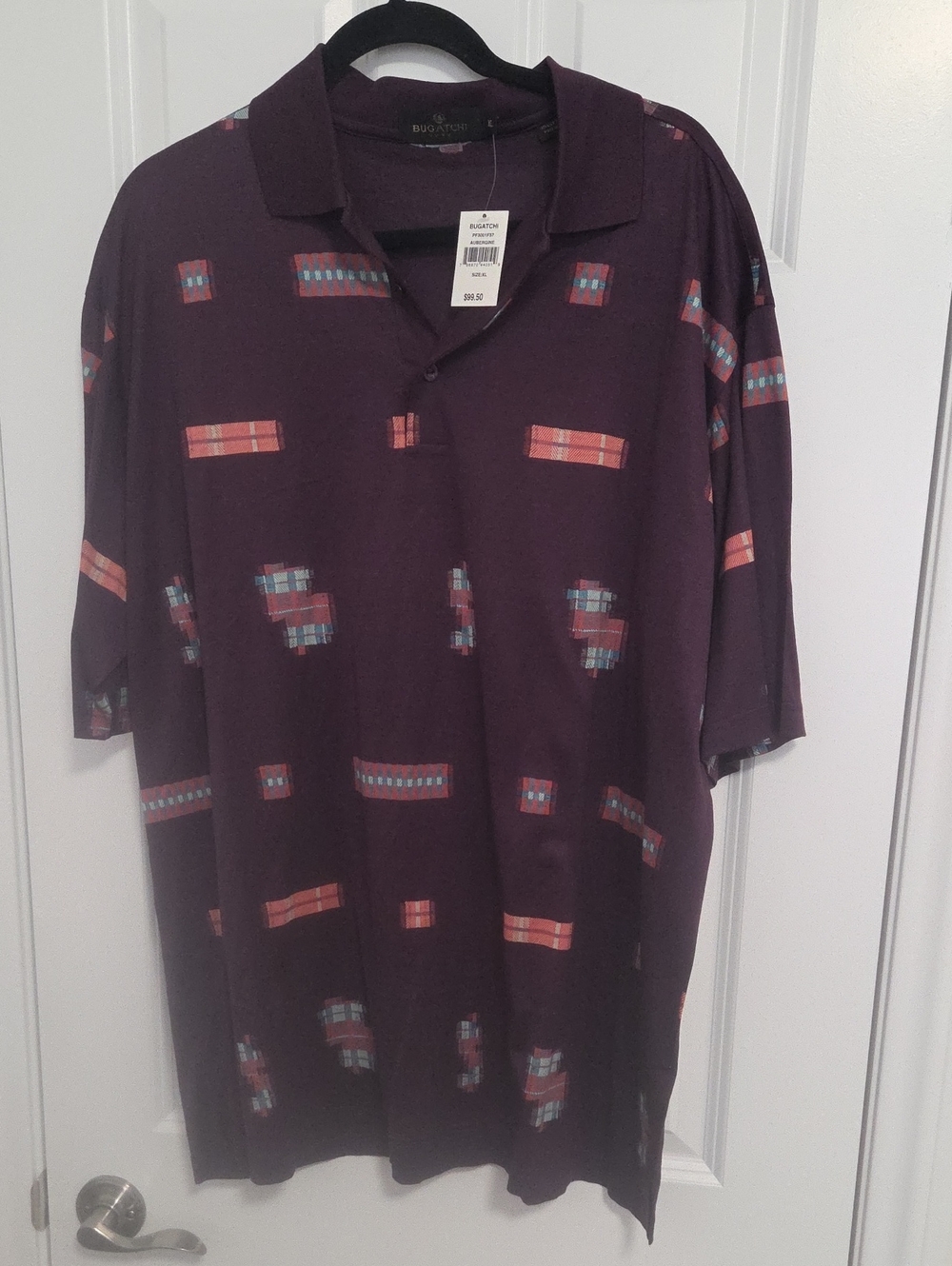 Bugatchi Uomo Abstract Print Polo Purple XL